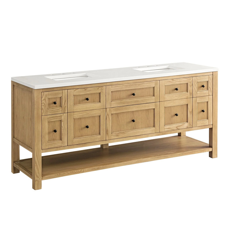 Breckenridge 72'' W Double Bathroom Vanity Base, Light Natural Oak