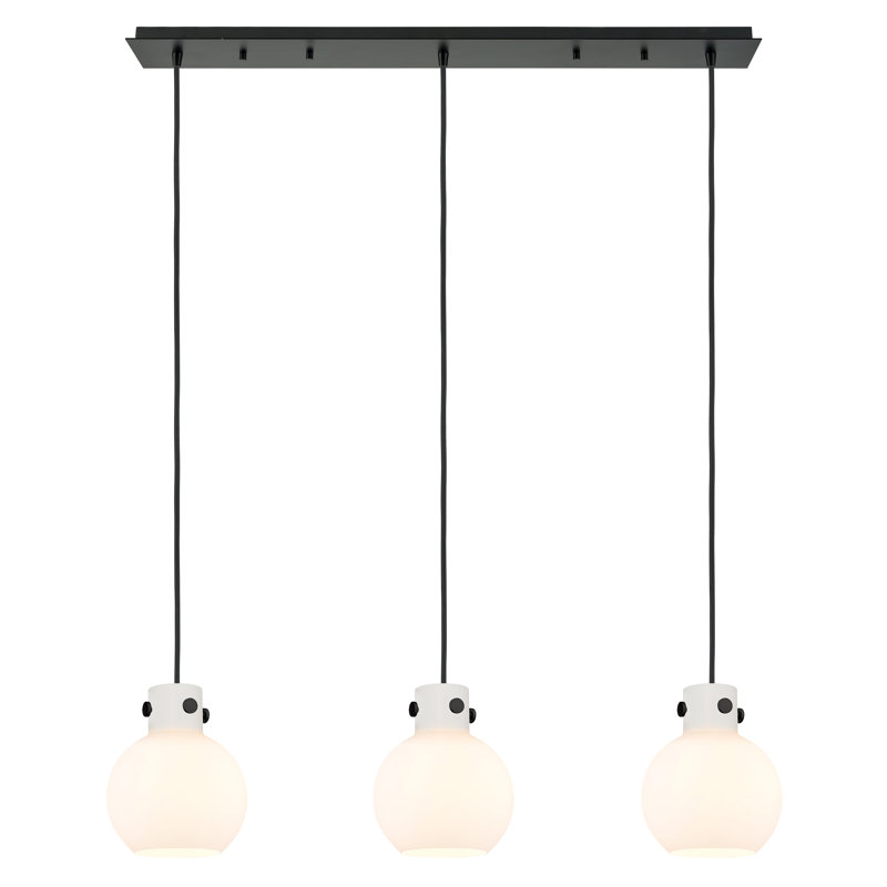 Luminaire suspendu sphère 3 lumières Amrith, Blanc, Noir mat