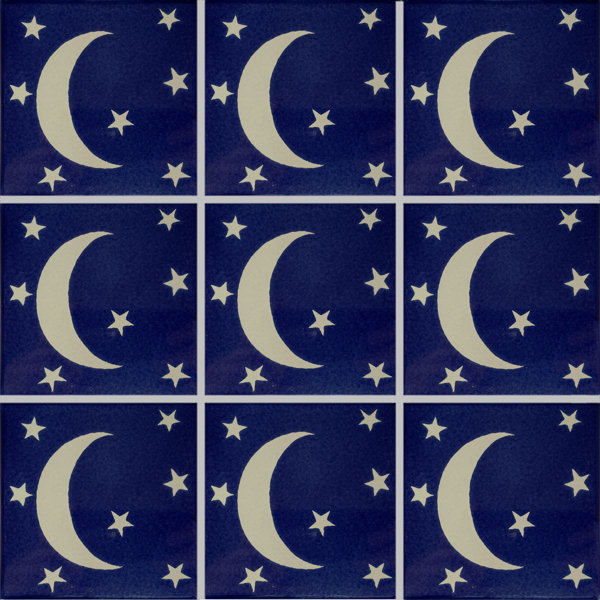 4.2" x 4.2" 9pcs TalaMex Moon Talavera Mexican Tile
