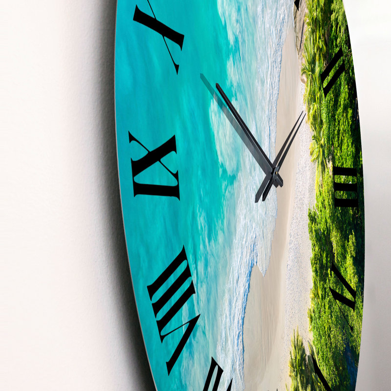 Vue aérienne de la plage tropicale turquoise IV - Horloge murale nautique et côtière, Petit