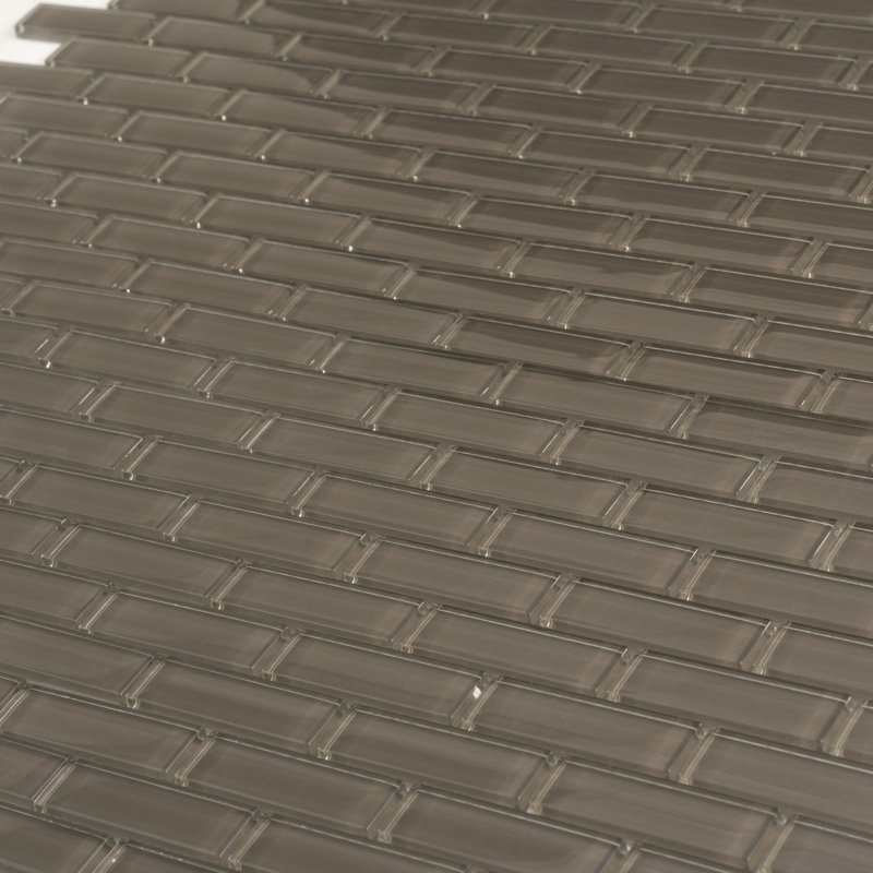 11.9"X 11.9" Polished Glass Brick Tile, Ash Gray