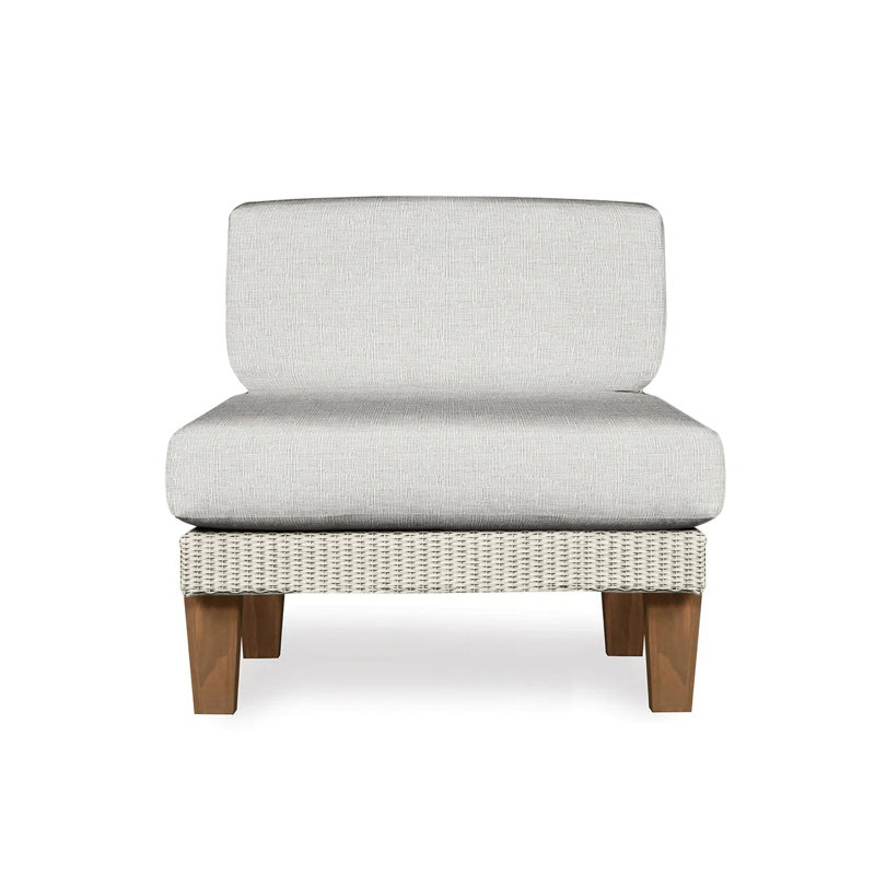 Catalina Outdoor Teak Lounge Chair, Beach Navy, Linen
