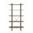 Rectangular Rustic Oak And Black 5-shelf Bookcase, Ideal For Displaying Books Collectibles Metal Base Enhances Bedroom Storage Style