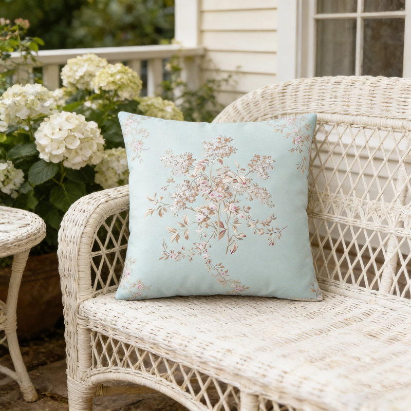 Blue Floral Throw Pillow Case 26x26 Inch - Colorful Flowers Decoration Pillow Cover Vintage Wildflowers Pillows Cover Outdoor Farmhouse Plant Cushion Case for Home Couch Bed Sofa