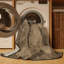 Tapis art déco brun lavable à la machine-739066546