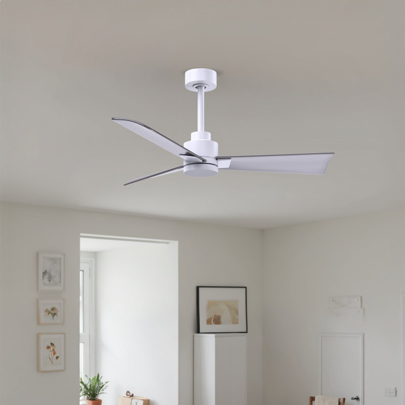 Ventilateur de plafond Alessandra 42, Blanc mat, Nickel brossé