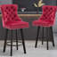 Chaises de bar pivotantes modernes en velours - bouton, pour îlot de cuisine rouge, et confortables