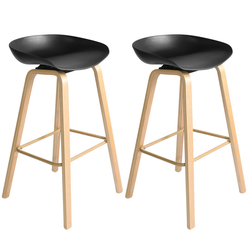 Tabouret 28,7 ", Noir/chêne