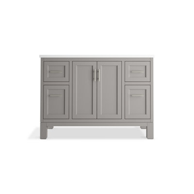 Quo 49'' Wall Mounted Single Bathroom Vanity with Solid Wood Top -  Kohler, 28383-ASB-1WT