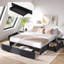 Lit plateforme gris Queen avec rangement et 3 tiroirs – Sommier non inclus, montage facile-1305271284
