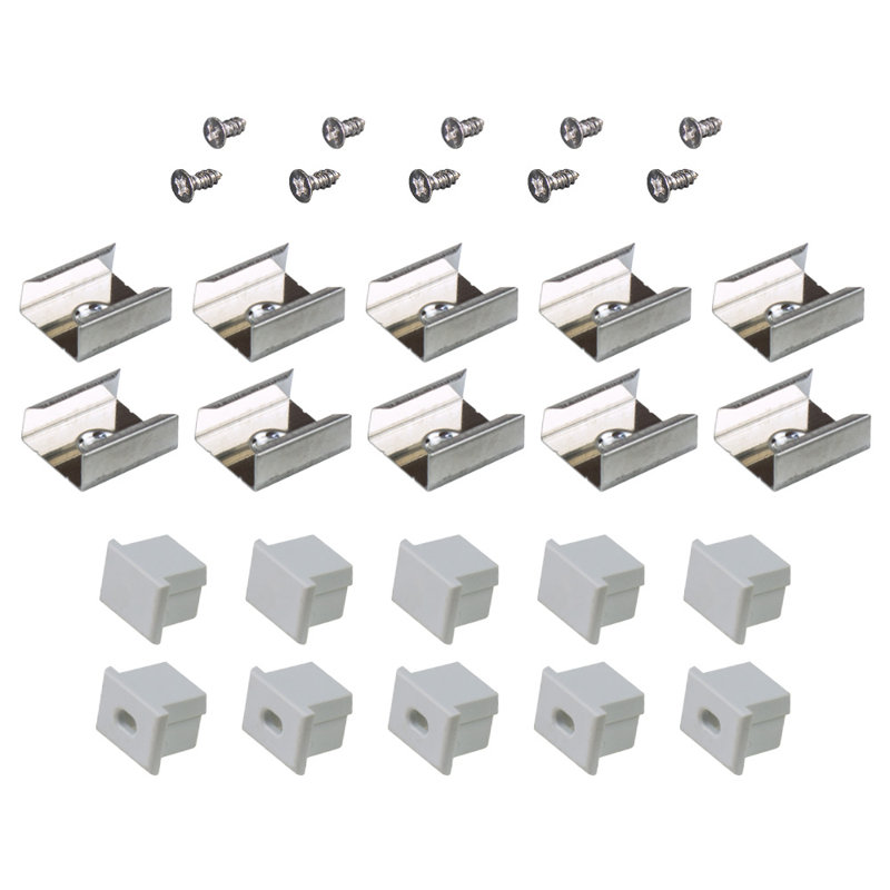 Accessory Packs for LED Tape Light Mounting Channels, U-Shape, Grey