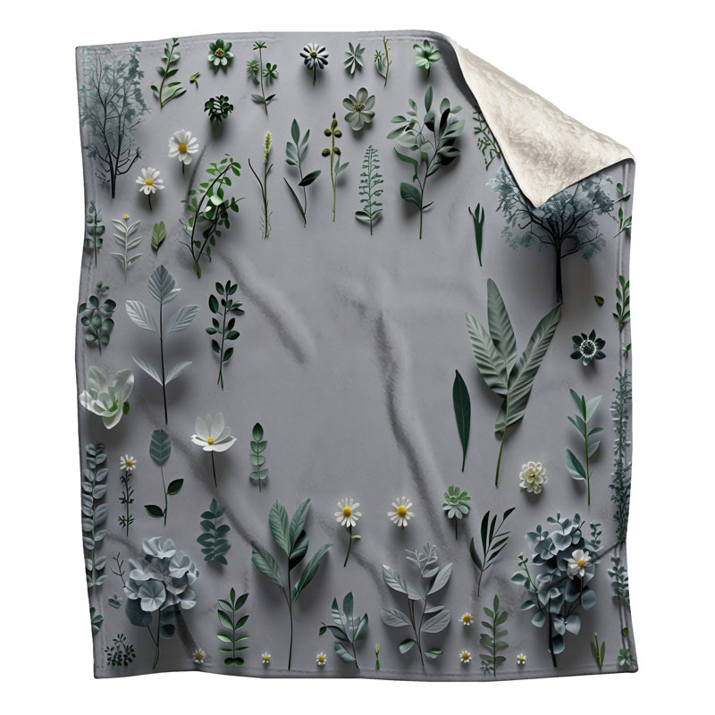 Jeté en molleton Floral Arrangement - Jetés floraux pour canapés ou lits, L 60 po x H 80 po
