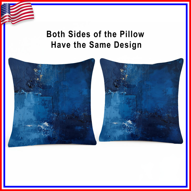 Textured Blue Abstract Double Sided Throw Pillows, 14 x 14 inches