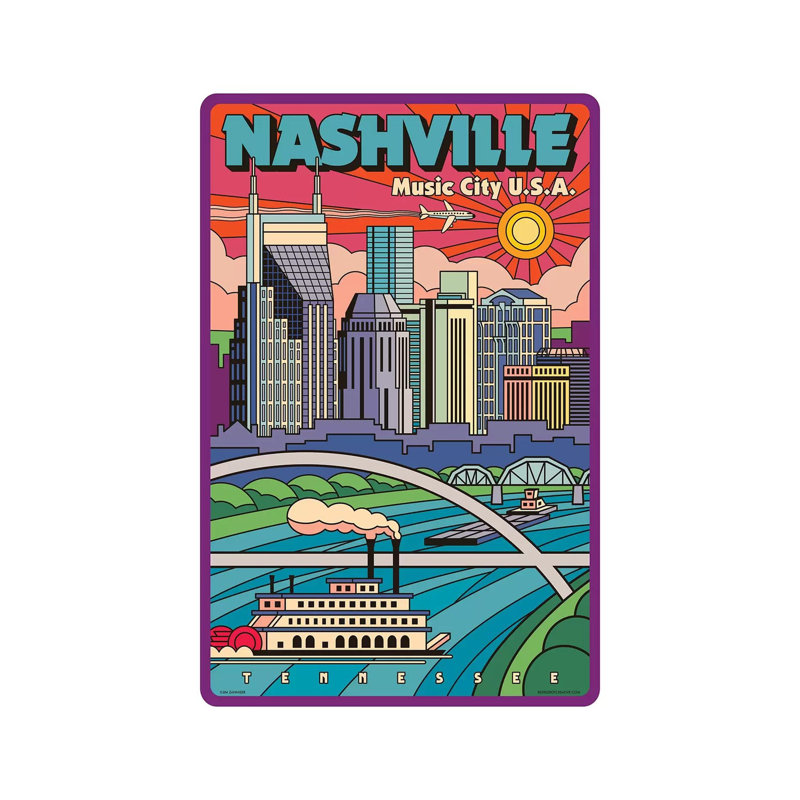Nashville Pop Art Travel by Jim Zahniser - Print on Canvas, Wrapped Canvas, 66.04cm H x 45.72cm W x 1.91cm D