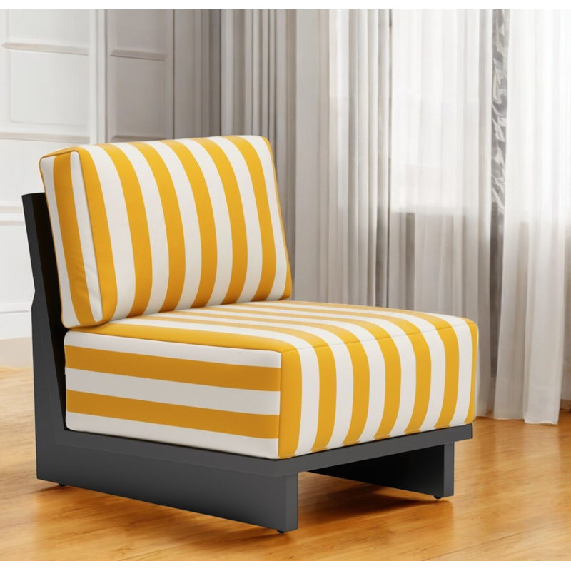 Chaise d'appoint rayée jaune 27 po