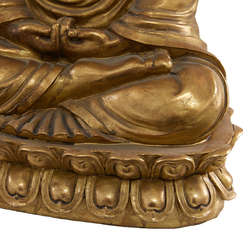 Sculpture décorative de Bouddha en médaillon en polystone avec sculptures gravées et détails en relief