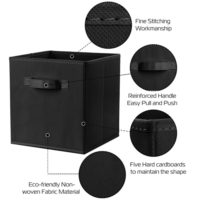 Bac de rangement en tissu Rebrilliant, Noir