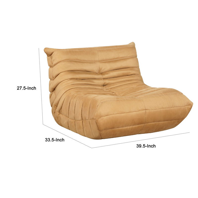 Chaise d'appoint Revena, microfibre plissée, courbée, Jaune