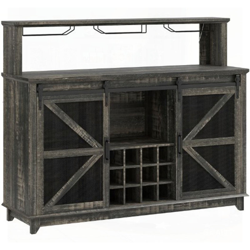 Armoire à vin, armoire à café avec lumières, porte-bouteilles et porte-verres