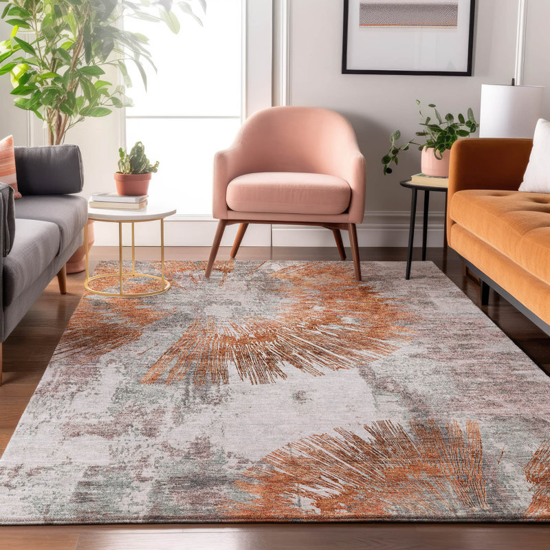 Tapis terre cuite lavable à la machine Premium Prisco, Rectangle 2 pi 6 po x 3 pi 10 po
