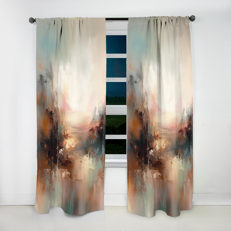 Rideau brun nature abstraite I - Rideau moderne - Velours obscurcissant - 1 panneau, L 52 po x L 84 po