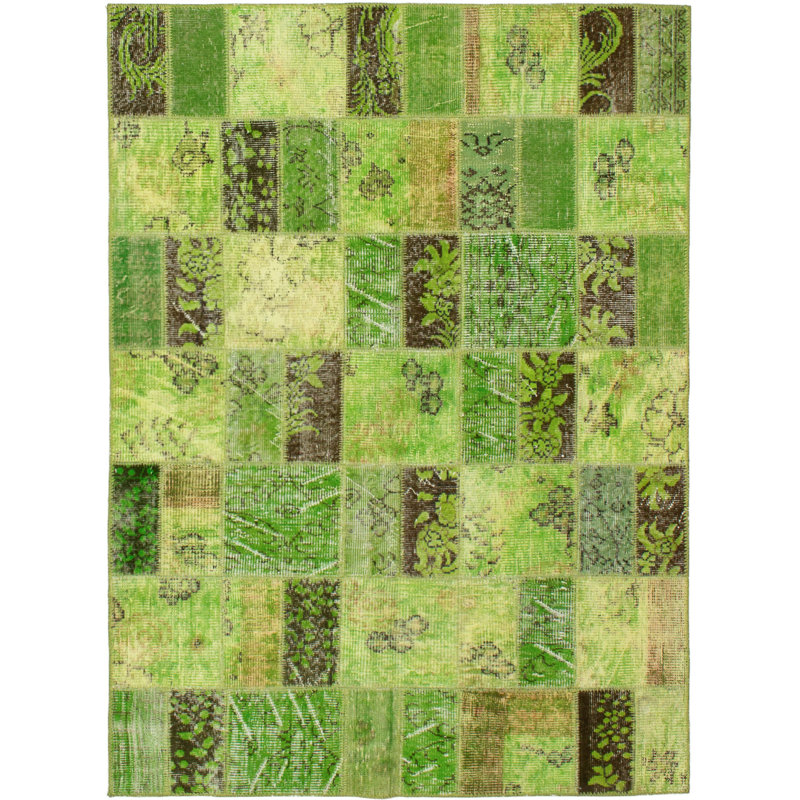 Tapis zone en laine vert 4 pi 10 po x 6 pi 8 po à la main one-of-kind-noué la 2010 kosak Rutkowski
