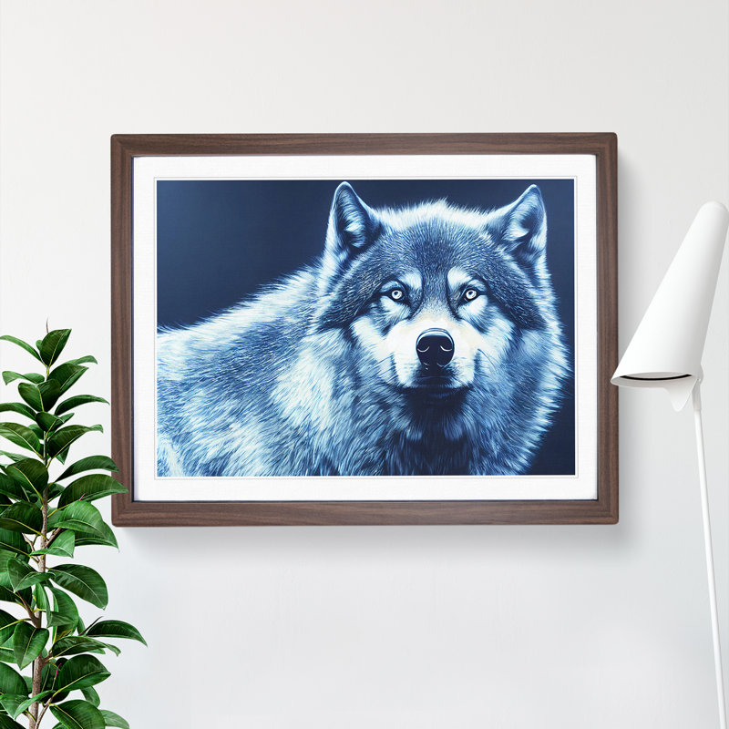 XH1022-10277X Wolf Portrait Vol.7 1 Piece Single Picture Frame Wall Art, 25cm H x 34cm W, Walnut