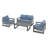Adden 4-Piece Hand-Painted Aluminum Outdoor Conversation Set With Loveseat, Blue Cushions And Coffee Table-122879143-122881293