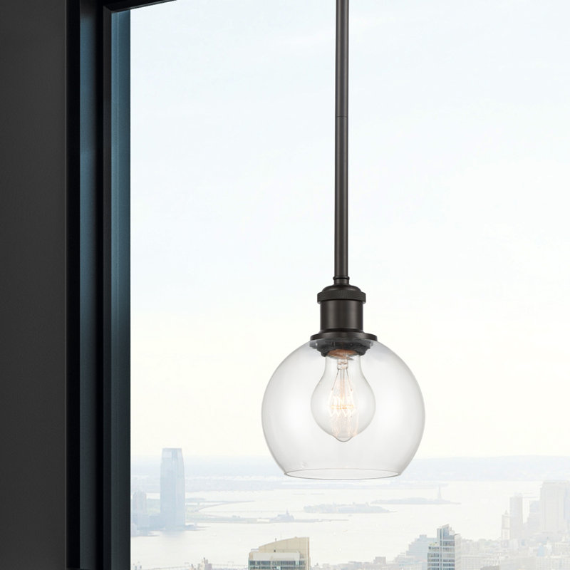 Luminaire suspendu sphère 1 lumière Cindi, H 7,88 po x l 6 po x P 6 po, Transparent, Bronze huilé