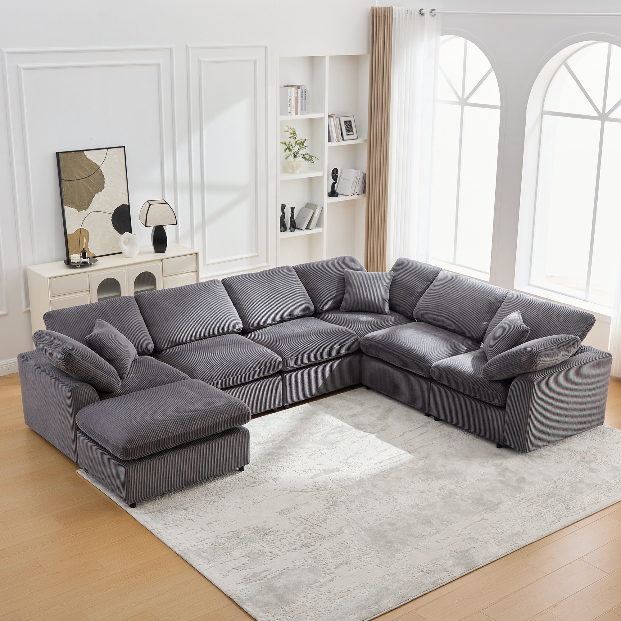 Mercer41 Modular Sectional Sofa Modern Oversized Chenille Cloud Couch ...
