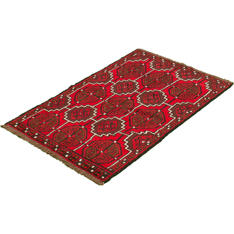 Tapis rouge en laine noué à la main