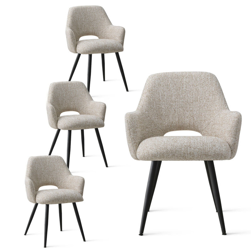 Ommy Upholstered Dining Arm Chairs, Oatmeal