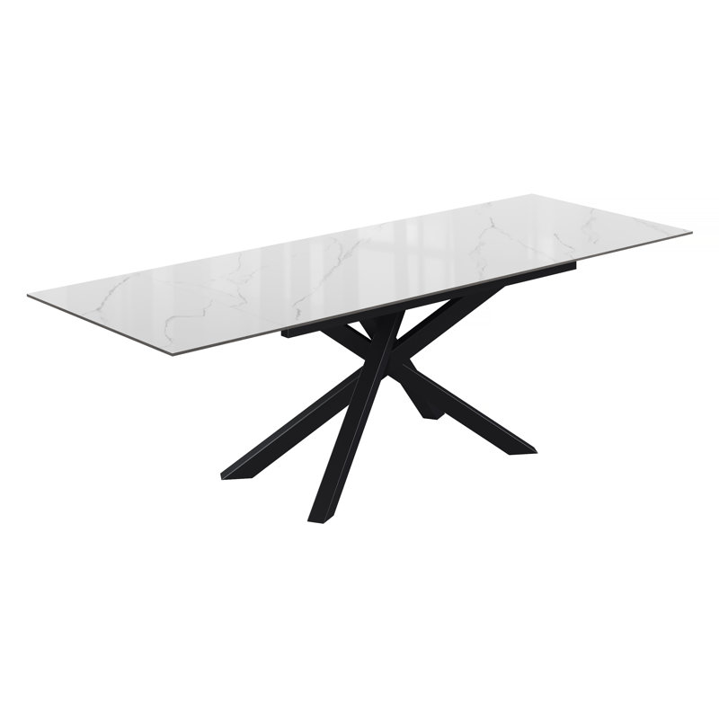 Baudoin Extendable Metal Base Dining Table, White