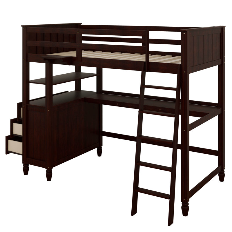 Lit mezzanine simple avec tiroirs Judithanne Kids, Espresso