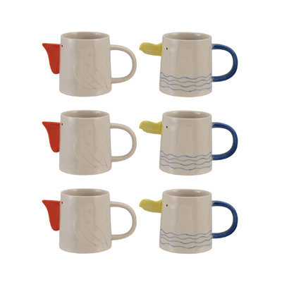 Stoneware Sea Bird Mugs With 3D Beak