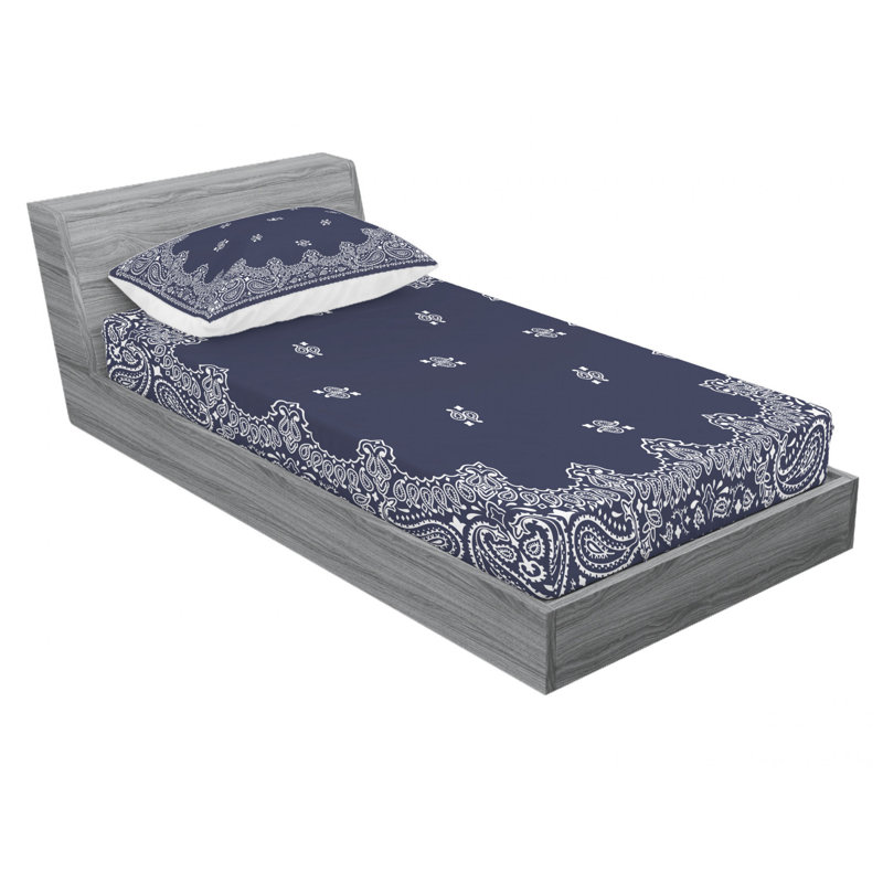Microfiber Paisley Sheet Set, Twin XL Sheet Set with Fitted Sheet