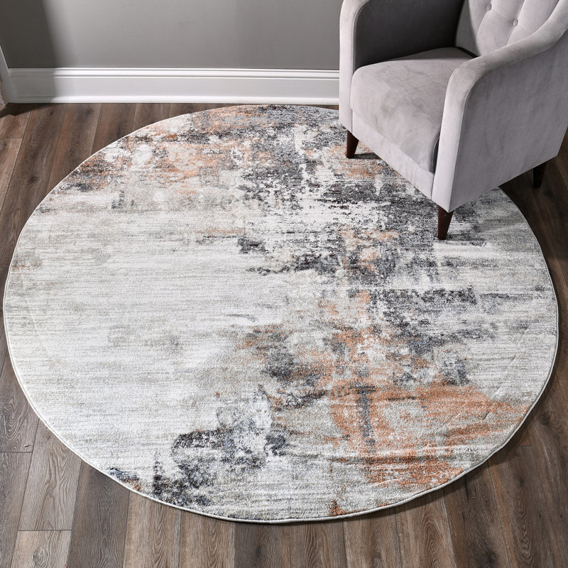 Tapis abstrait multicolore Keefer Collection, Rond 8 pi 1 po