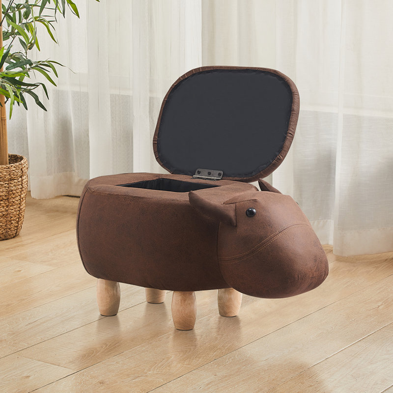 Brittingham 62cm Wide Faux Leather Novelty Solid Colour Ottoman with Storage, Brown