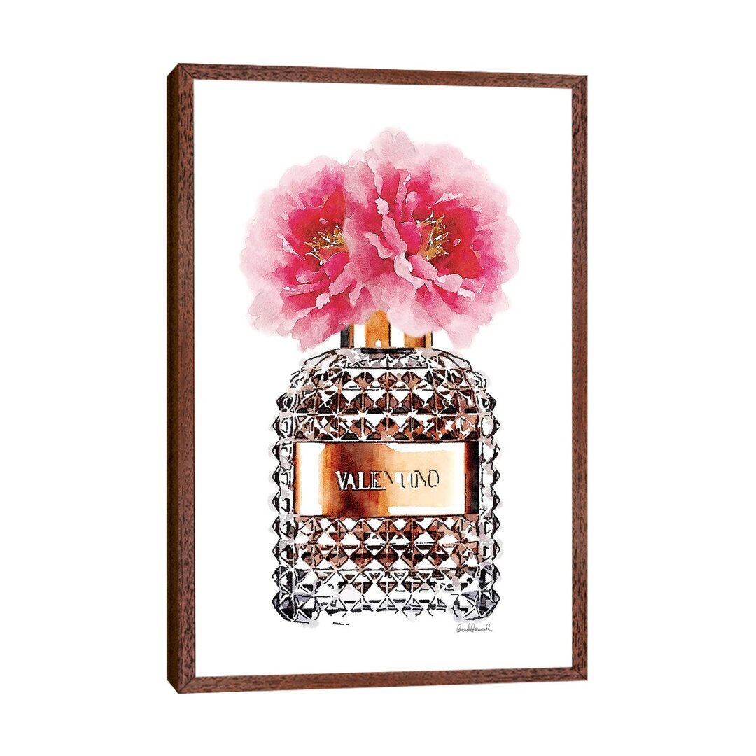 Leinwandbild Perfume Bottle & Pink Peony von Amanda Greenwood