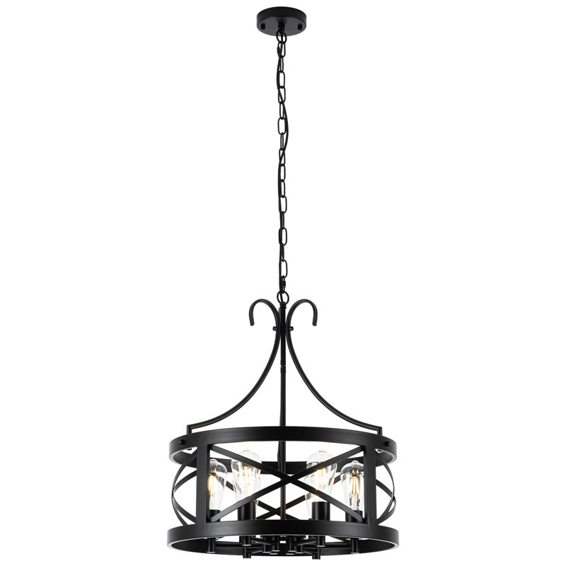 6 - Light Dimmable Caged Drum Chandelier