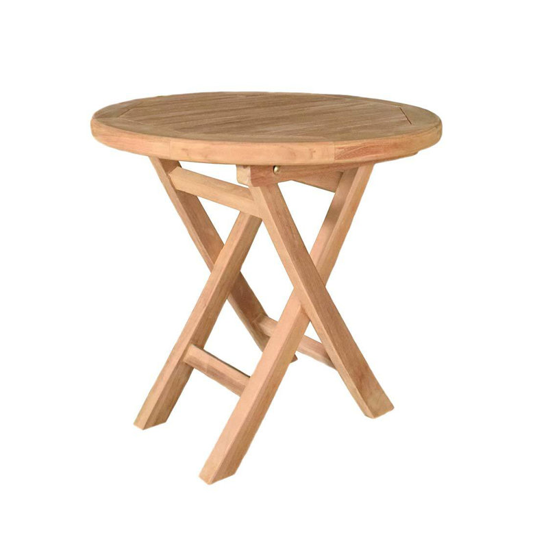 Small Round Teak Folding Side Patio Table