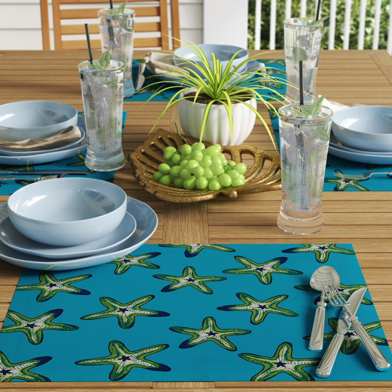 Napperon Thaney, Turquoise / Vert