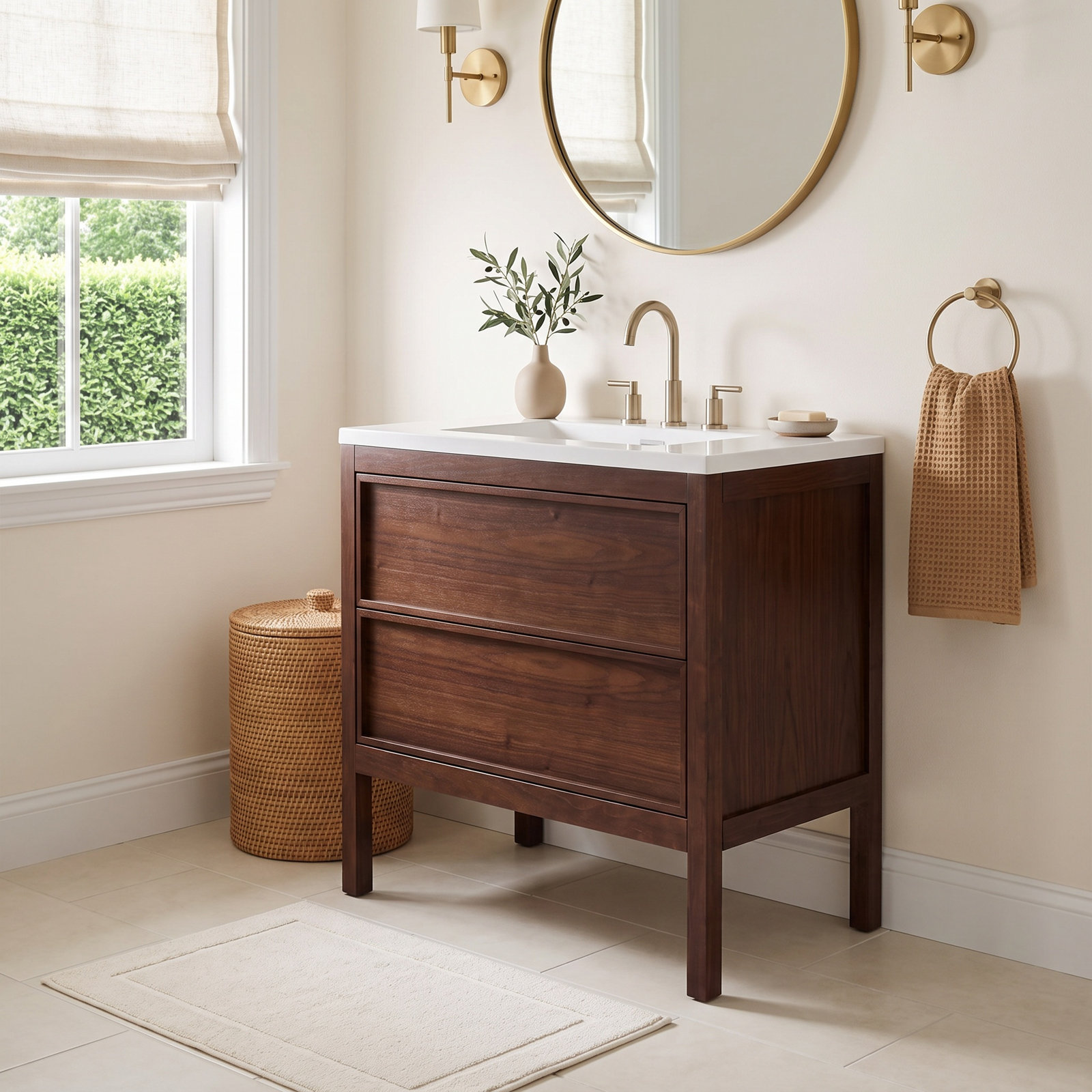 Gonzalo 36'' Single Bathroom Vanity, Dark Walnut
