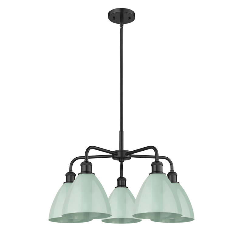 Lustre en dôme à 5 lumières Trickett, Écume de mer, Noir mat