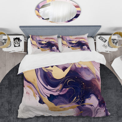 Purple and Gold Strokes I Microfiber / Polyester Duvet Cover SetMicrofiber / Polyester Duvet Cover Set