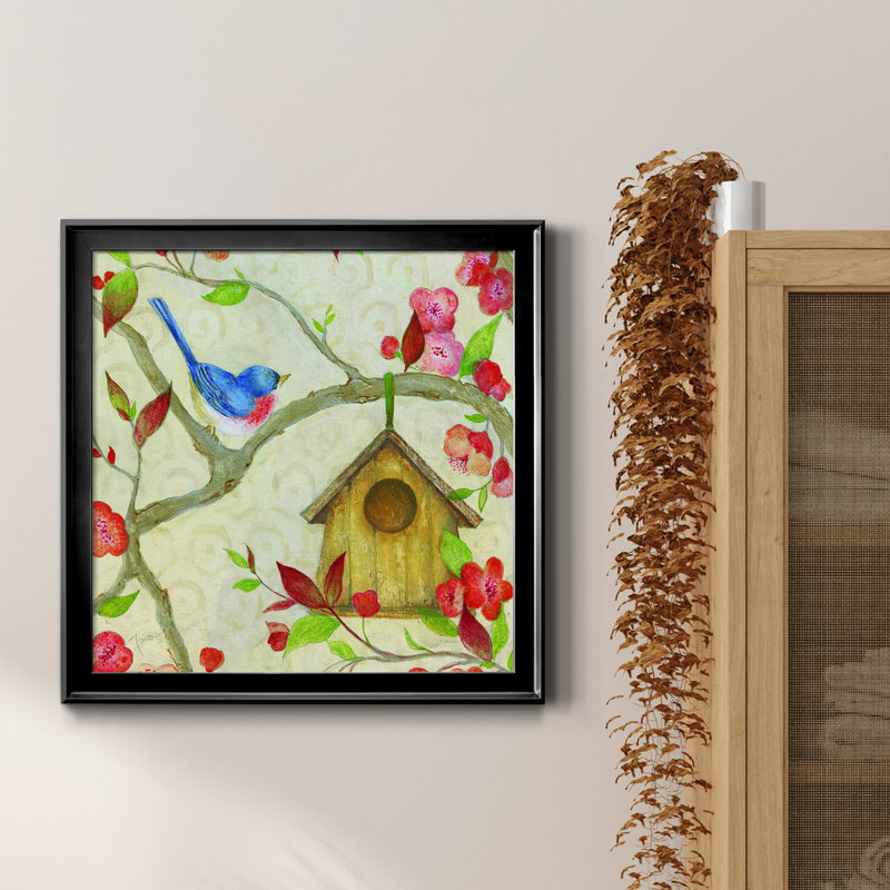 Voisinage II - Peinture sur toile encadrée, H 17,5 po x l 17,5 po x P 1,5 po, Toile avec cadre noir