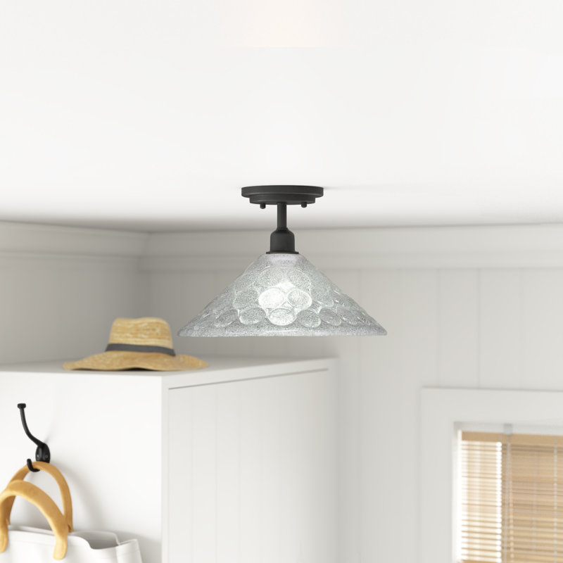 Eilif Vintage 1 Light Semi-Flush Shown In Dark Granite Finish With 12" Italian Bubble Glass