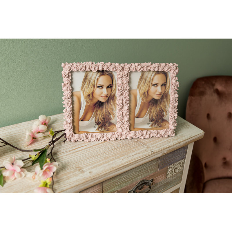 Pink Embossed Picture Frame, 21cm H x 31cm W x 3cm D