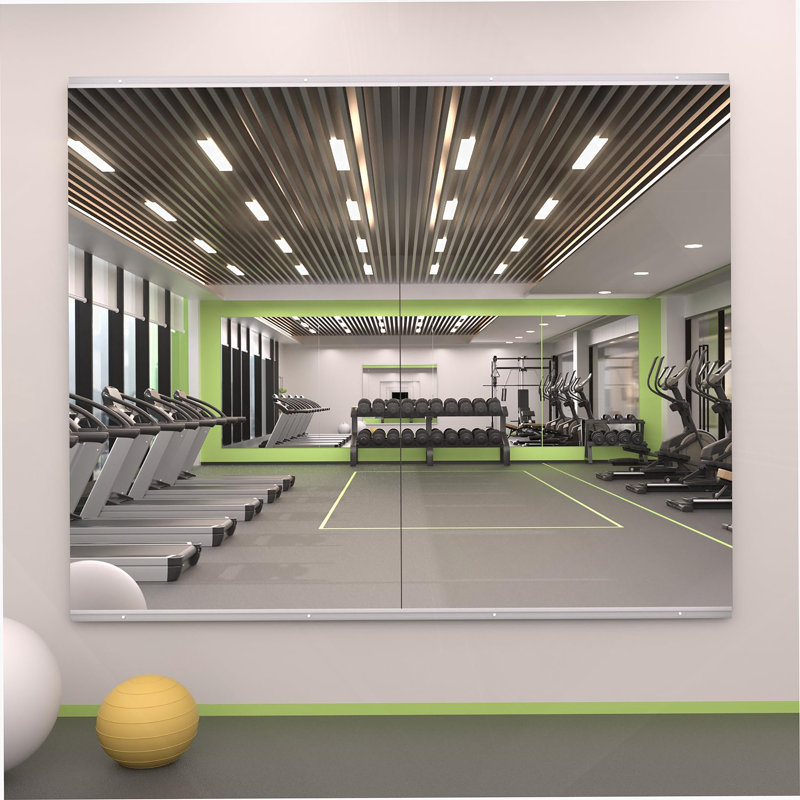 Miroir Modern Home Gym, mural, encadré, argent, 24 po x 48 po, 2