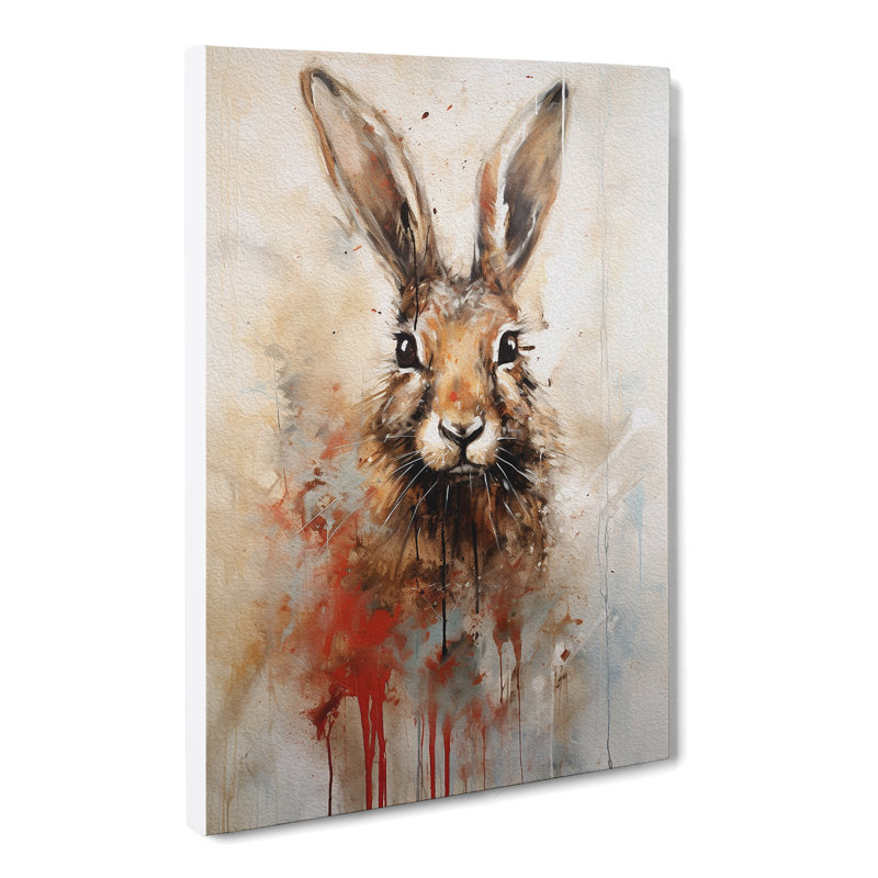 Hare Gestural - Wrapped Canvas, 76cm H x 50cm W x 3cm D